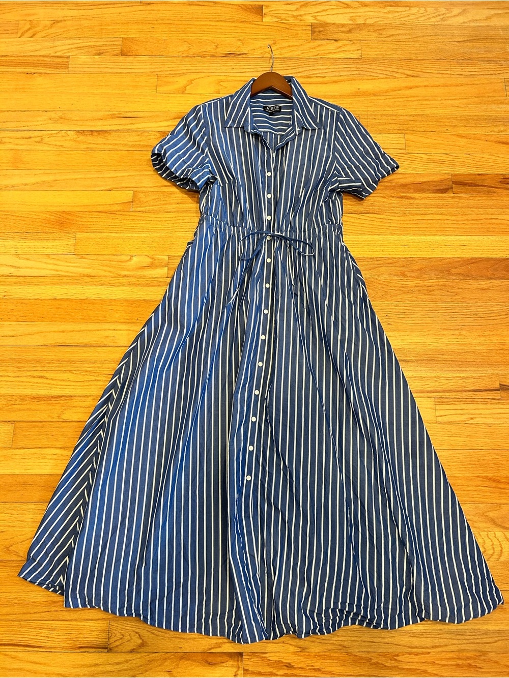 J. Crew Blue and White Striped Maxi Shirt Dress - Picture 4 of 7